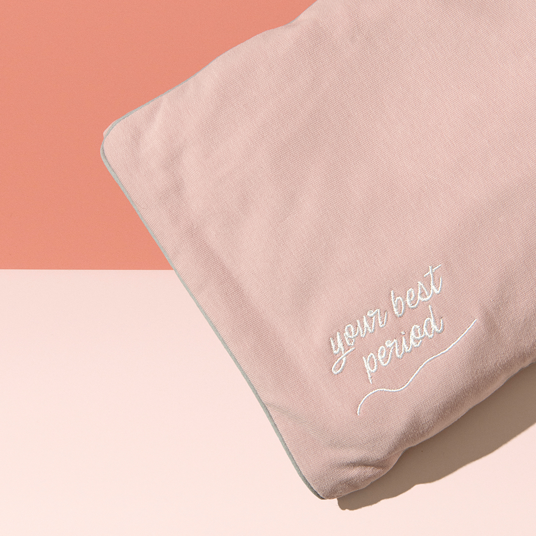 Your Best Period Heated Pillow Light Pink Embroidery