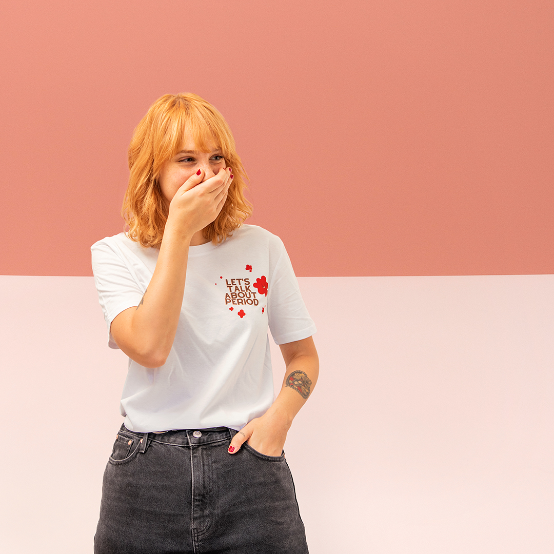 Your Best Period T-shirt Let's Talk About Period White Worn Detail